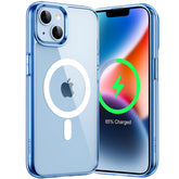 JETech Magnetic Case for iPhone 14 Plus 6.7-Inch Compatible with MagSafe Wireless Charging, Shockproof Phone Bumper Cover, Anti-Scratch Clear Back (Sierra Blue)